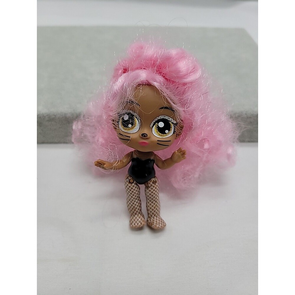 ITTY BITTY Pretties Teaparty Teacup Dolls 3" Cat Pink Hair
